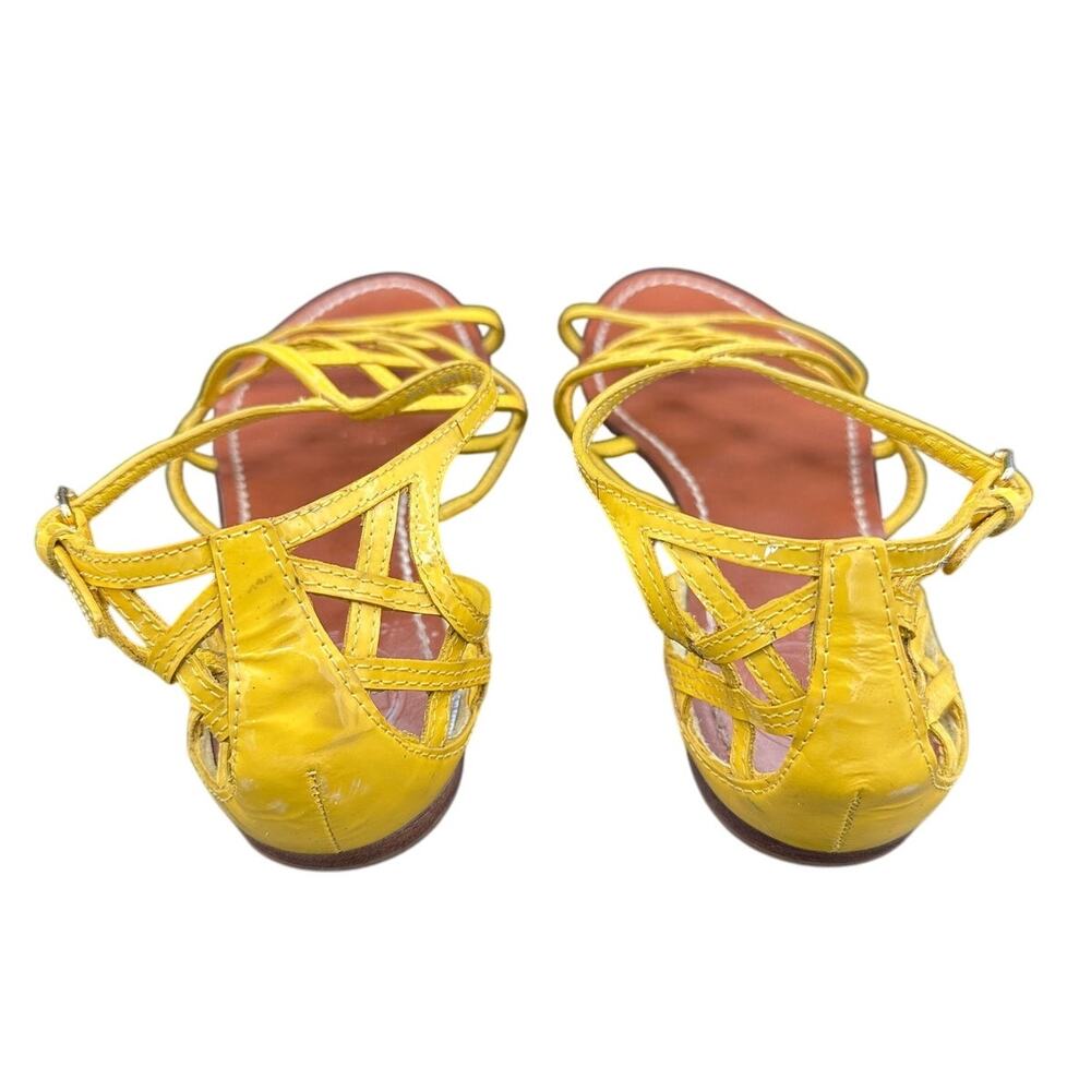Tory Burch Amalie Flat Sandal HOT Color Season 8 Yellow Leather Open Toe Summer - Picture 5 of 8